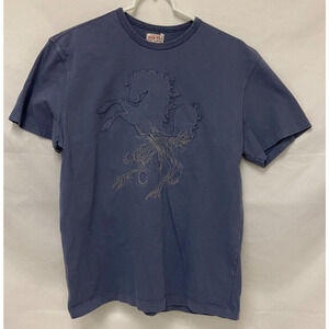 Sixty Navy Blue Embroidered Horse T-Shirt Women's Size Large Short Sleeve